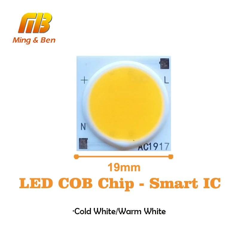 

5pcs 12W LED COB Chip AC220V Smart IC Cold/Warm White High Lumen Chip for DIY LED Spotlight Floodlight Downlight Light Source