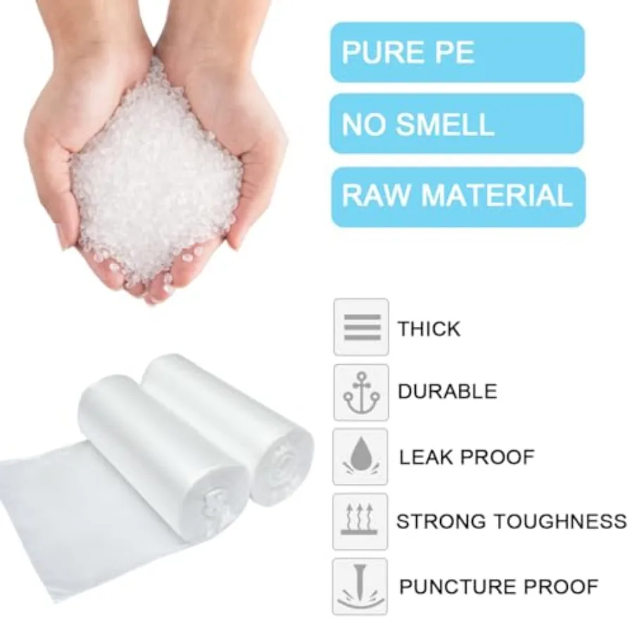 2 Gallon Small Plastic, 7.5 Liters Clear Wastebasket Liners Garbage Bags for Home, Office, Bathroom, 100 Counts