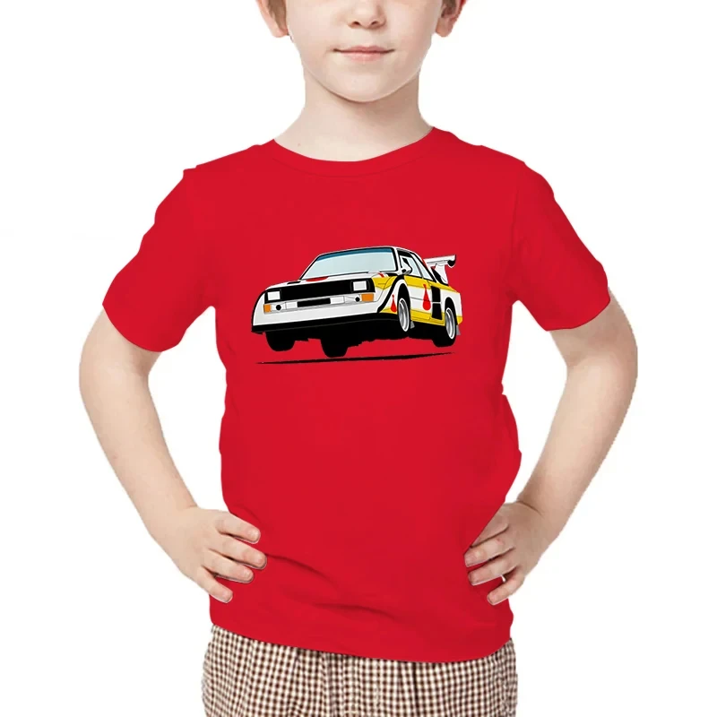 Group B Racing Classic Graphic T-shirt Kids Short sleeve Fun Summer Harajuku Shirt Group B Drift Car Cartoon Boy Cotton T-shirt