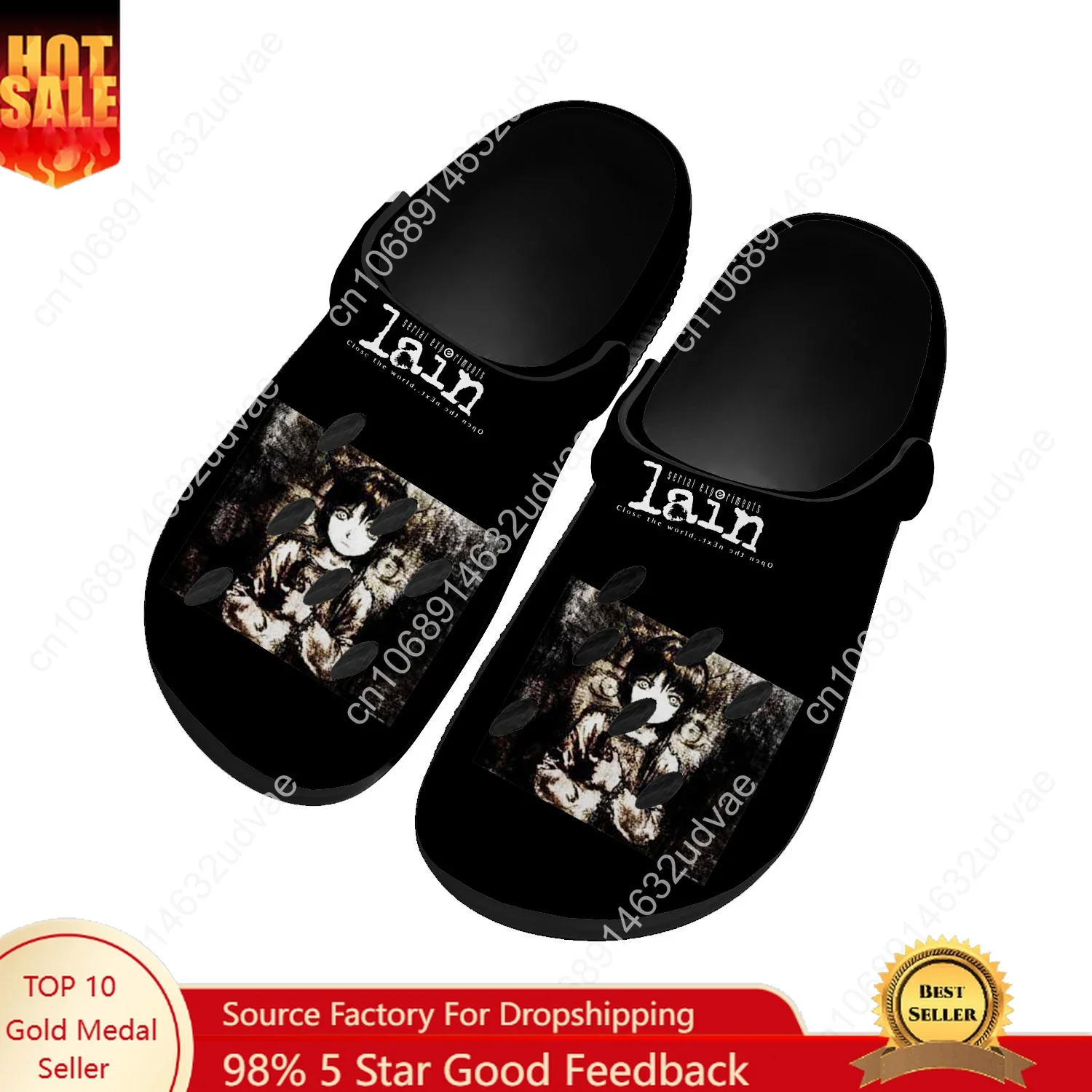 Serial Experiments Lain Water Shoes Men Women Teenager High Quality Home Garden Clogs Custom Sandals Breathable Hole Slippers