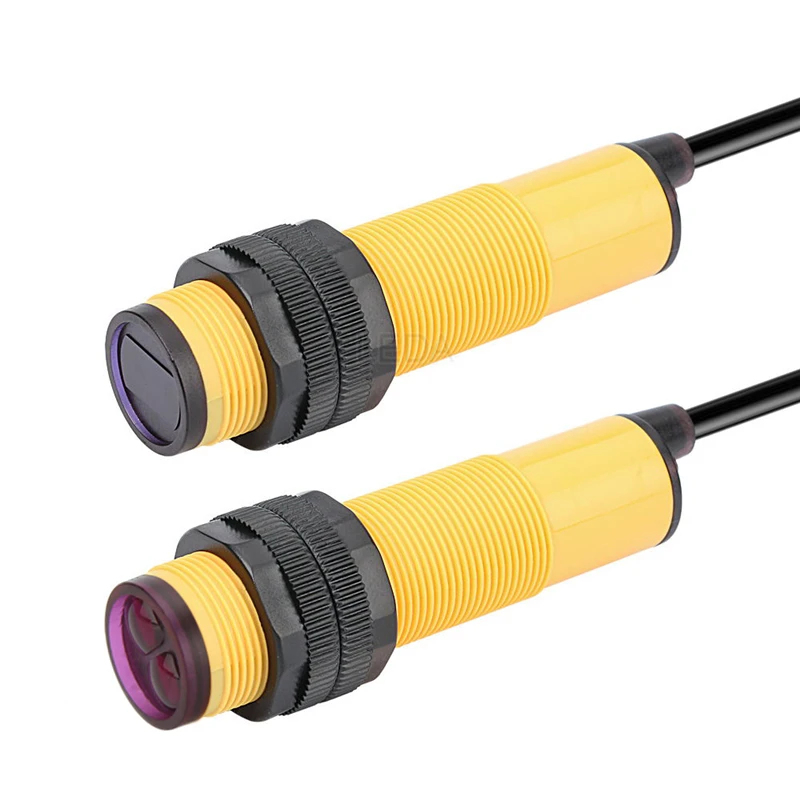 1Pcs M18 E3F-DS10Y1 E3F-DS30P1/B2/C2/Y2/C4 Infrared Diffuse Reflection Photoelectric Switch Sensor NPN PNP NO NC Yellow