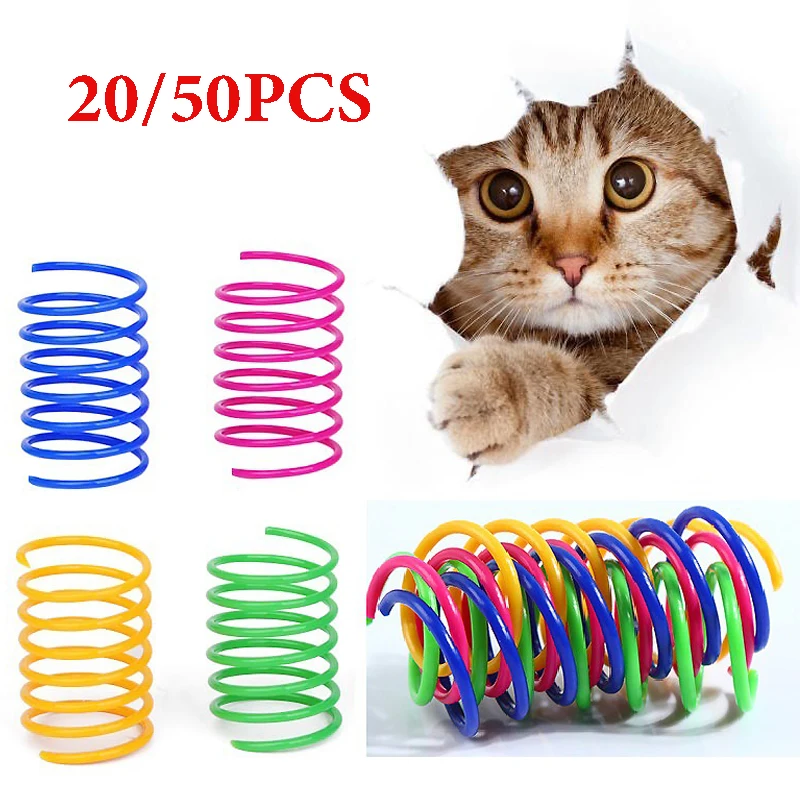 

4/8/20/50Pcs Cat Springs Toys Kitten Coil Spiral Spring Colorful Springs Pet Interactive Gauge Spring Toy Cat Pet Toy Products