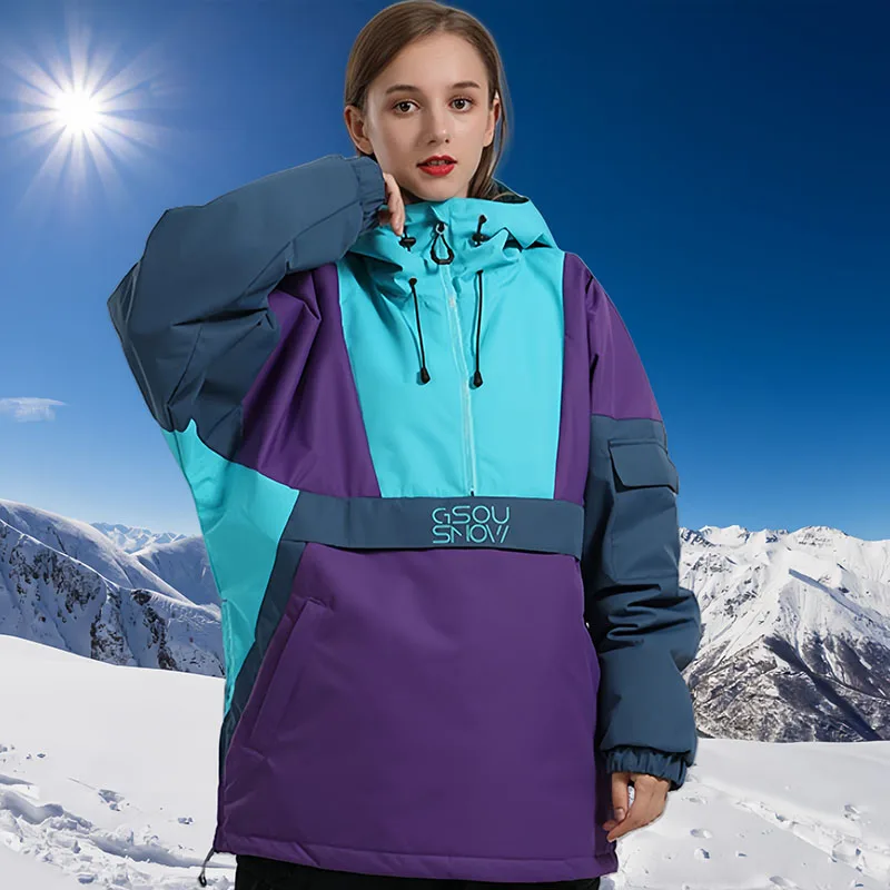 

Snowboard Jackets 2025 Winter New Loose Snow Tops Women Waterproof Ski Hoodie Outdoor Windproof Couple Coat Men Skiing Clothes