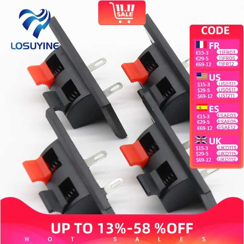 

Горячая Распродажа 2017, 5 шт., 2 устройства, клеммы, Разъем Push-in, пружинная нагрузка, аудиоколонки, клеммы