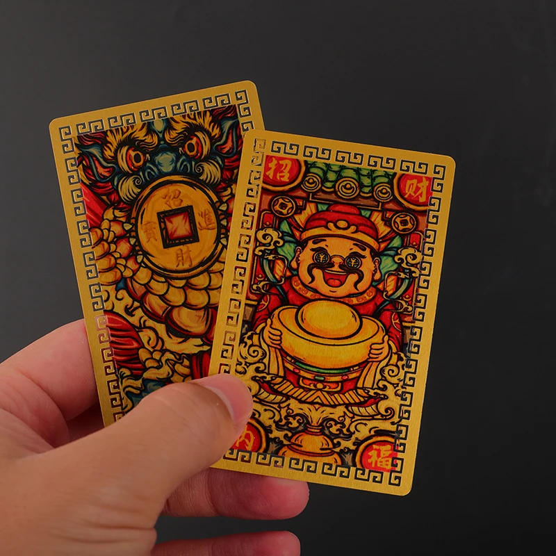 إله ثروة البوذية الصيني شوي النحاسي بطاقة تميمة للأعمال التجارية ، كنز الحظ الخماسي الاتجاه ، ديكور المنزل المحظوظ