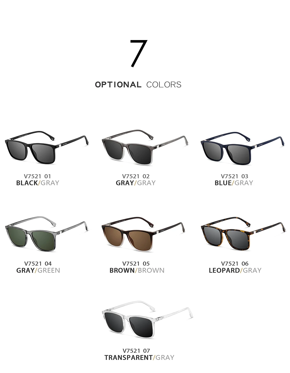 VEITHDIA Marke Männer Frauen Sonnenbrille Unisex Retro TR90 Sonnenbrille Polarisierte UV400 Objektiv Vintage Brillen Sonnenbrille Für Männliche 7521 – Detail 7