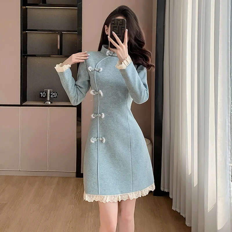 sachin and babi light blue dress 36 Best Winter Dresses You Can Buy Now and Wear on Repeat main image 1