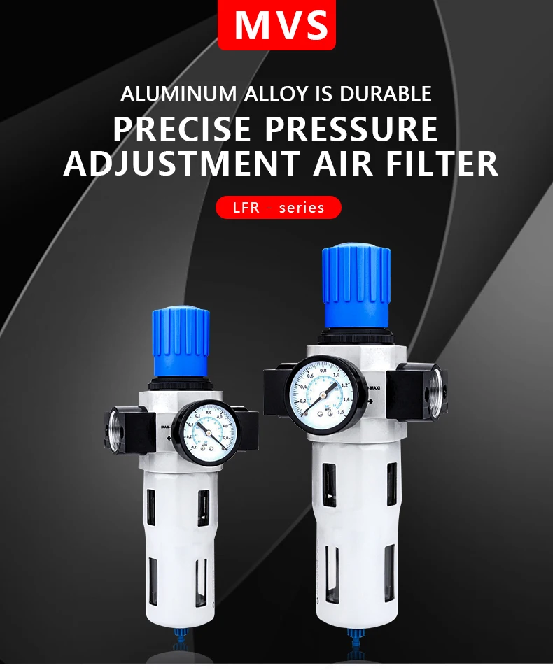 Pneumatic Parts Precise Pressure Adjustment Air Filter Regulator Adding Lubricator Auto Drain Used in Mechanical