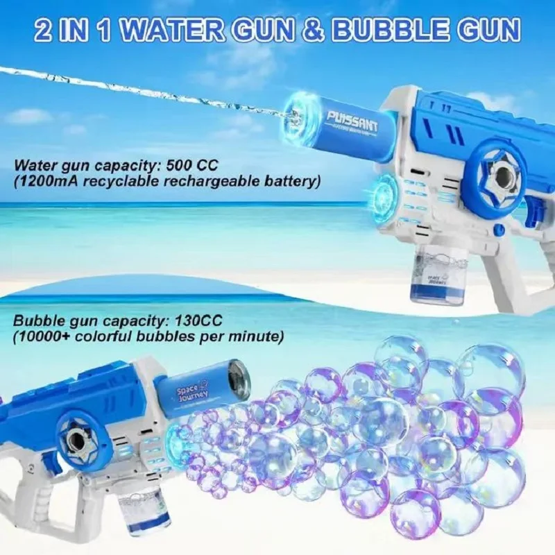 Pistolet pulvérisateur d'eau automatique, odorà bulles électrique, jouets d'extérieur pour enfants et adultes, 2 en 1