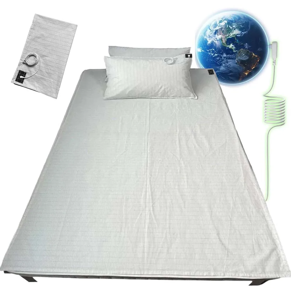

White Grey Anti-Static Grounding Bed Sheet 1PC Conductive Silver Fiber Earthing Deep Sleep Bed Cover for Home Bedroom Draps Lit