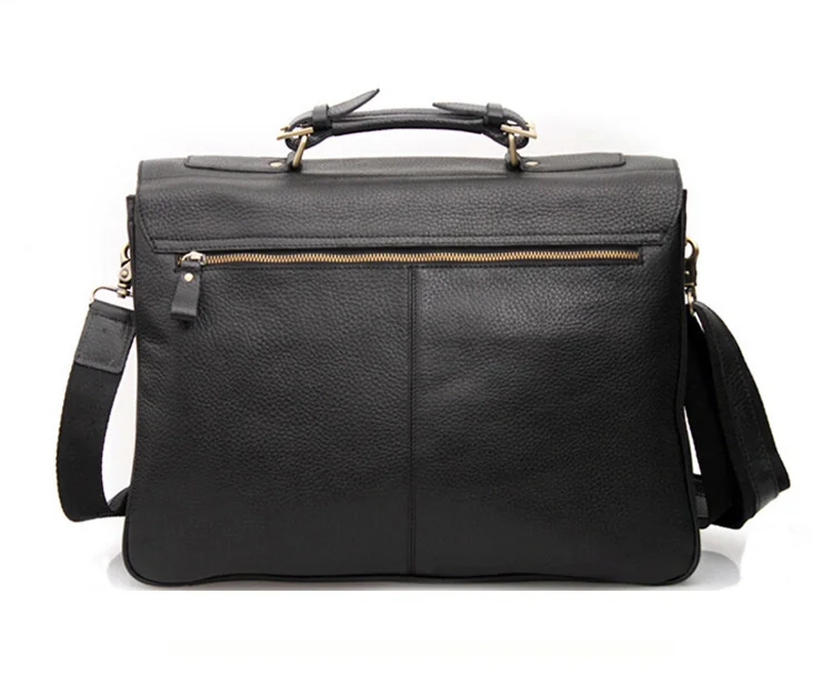 Leder Aktentasche Herren Herren echte s für 15 "Laptop-Tasche Business-Fall männliche Mann Umhängetasche schwarz