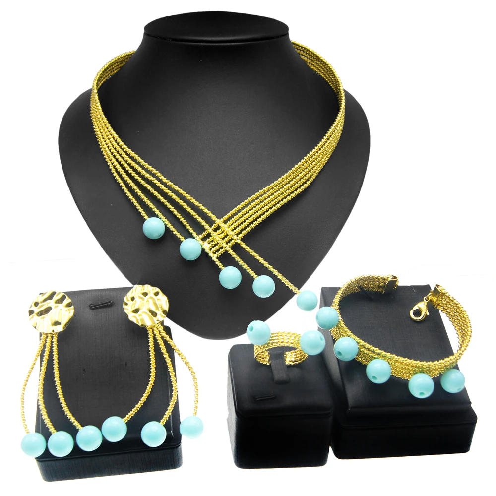 

Yulali Brazil gold-plated luxury jewelry set Earrings bracelet Pearls Clean and soft low-key temperament coming-of-age ceremony