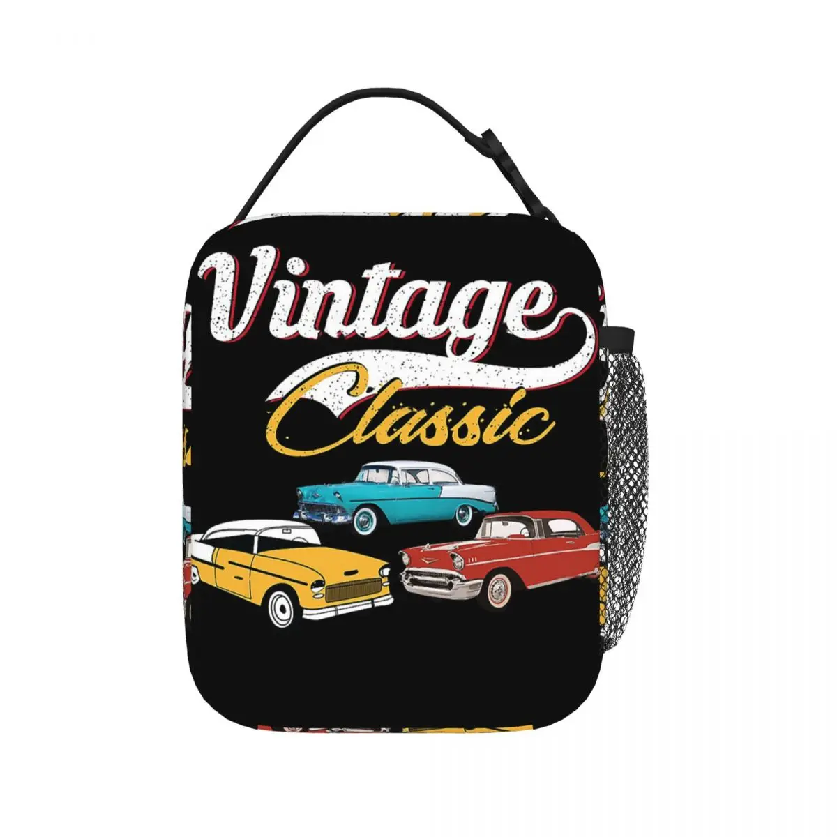 Vintage Classic Chevy Car Lunch Bags Insulated Lunch Tote Portable Bento Box Resuable Picnic Bags for Woman Work Children School