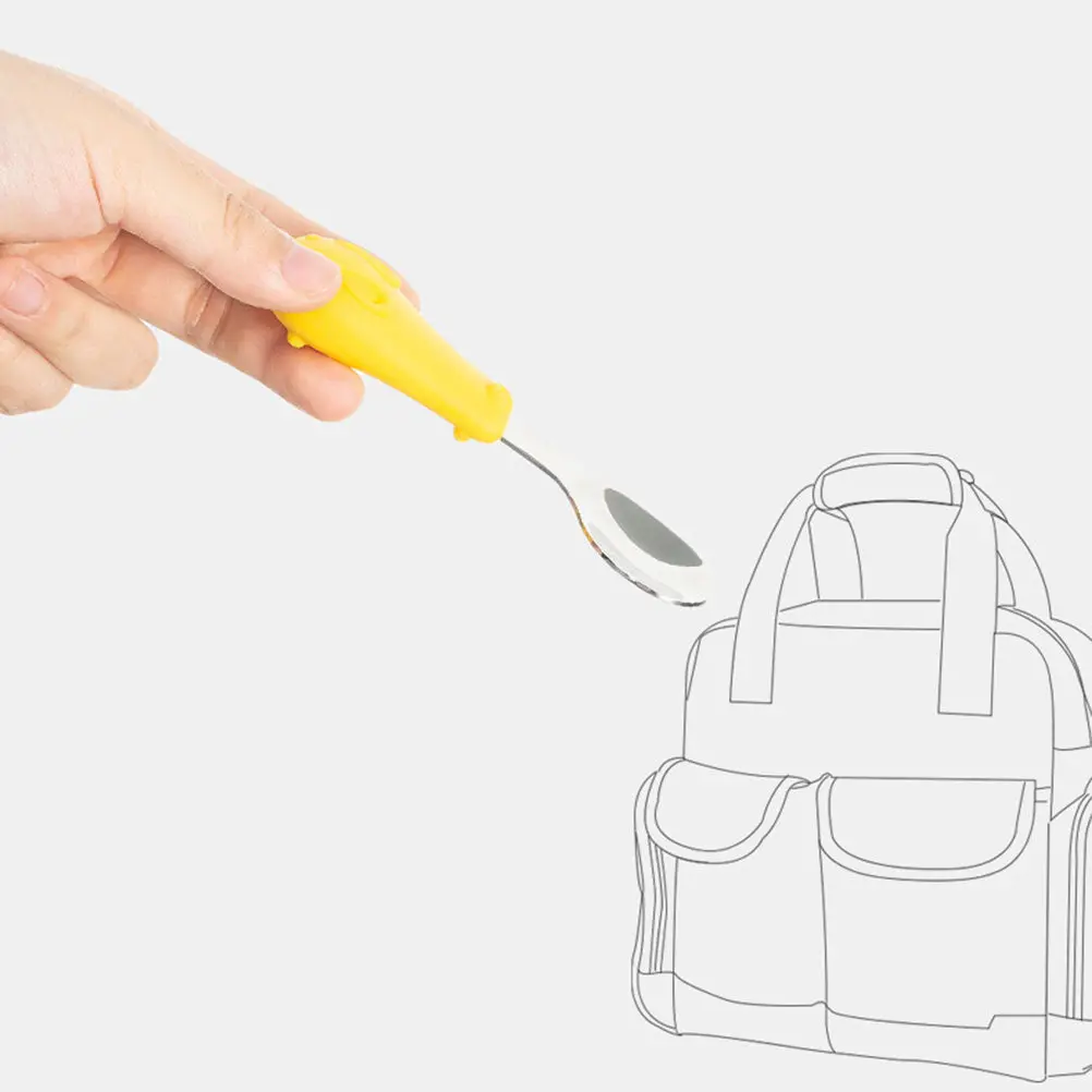 

2Pcs Silicone Baby Spoon with Stainless Steel Handle Safe Infant Feeding Spoon for Early Eating Training Portable