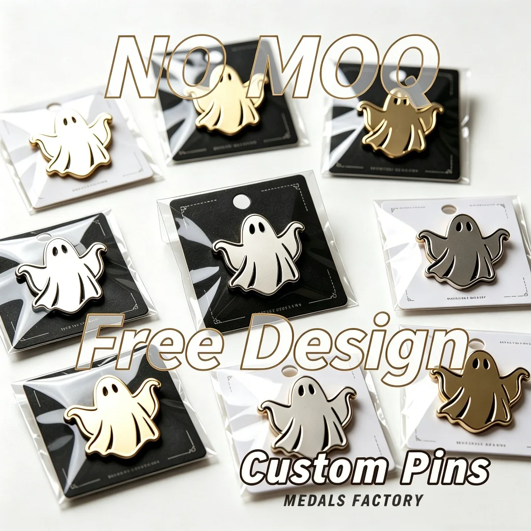 

Custom Personalized Enamel Pins Minimalist Ghost Lapel Pin Gold Plated Halloween Backpack Collar Spooky Decor Gift