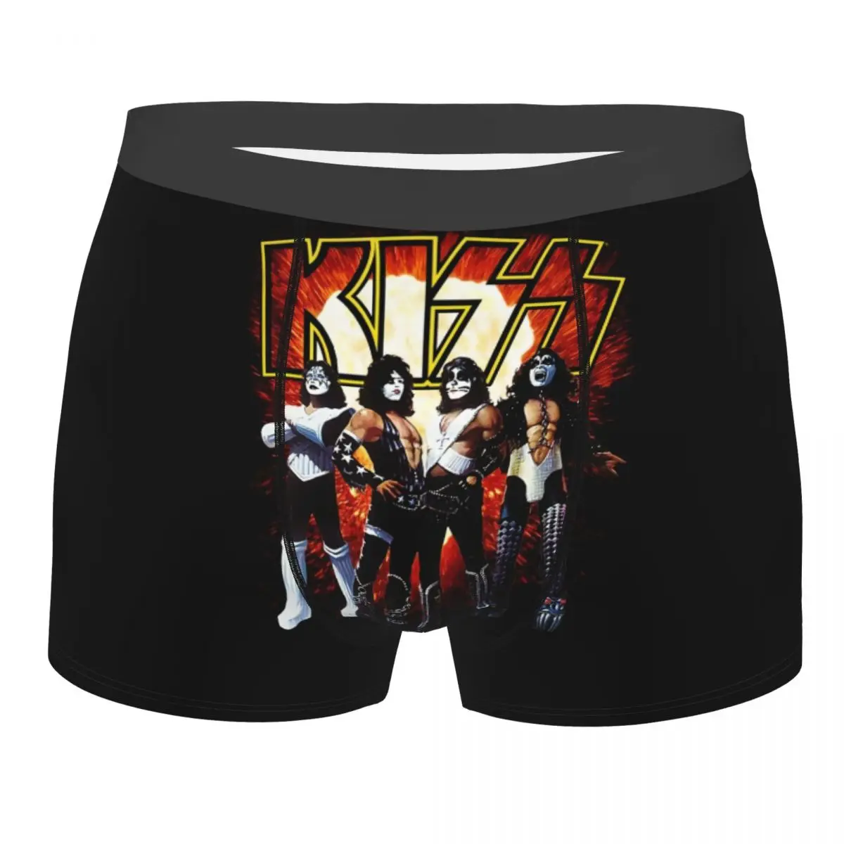 Custom Kiss Band Rock Roll Boxers Shorts Men's Heavy Metal Music Briefs Underwear Funny Underpants