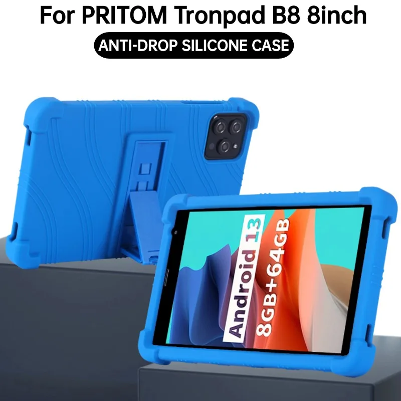 

Для PRITOM Tronpad B8 8-дюймовый чехол для планшета с подставкой, противоударный чехол, 4 утолщенных углов, мягкий силиконовый защитный чехол