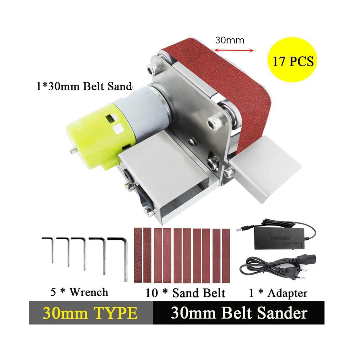 ABIS-Mini Grinder 220V Electric Sanding Polishing Grinding Machine Belt Sander 7 Variable Speed for Polishing Wood EU Plug