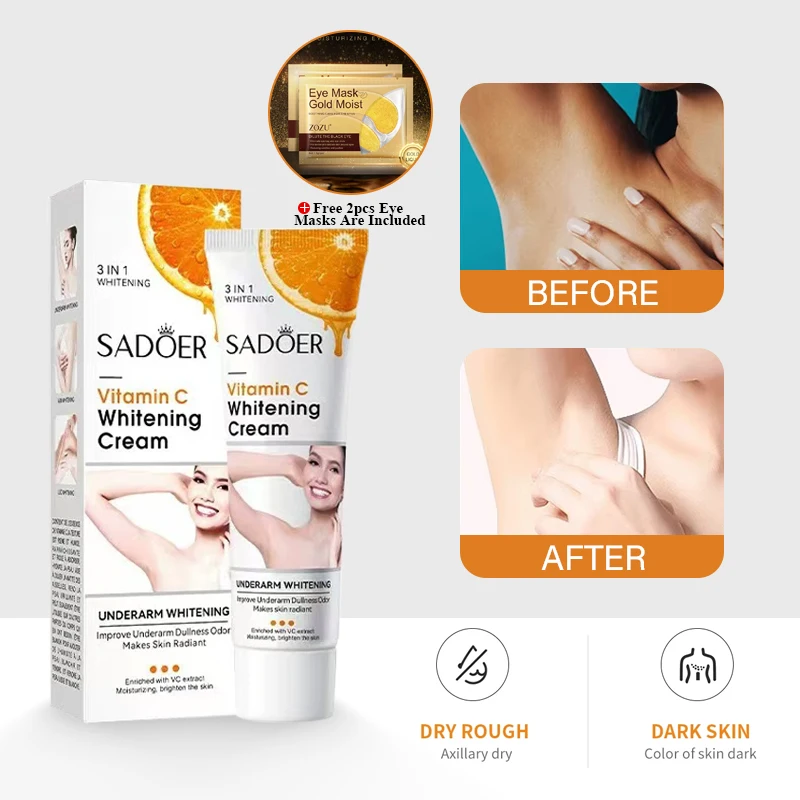 Body Whitening Cream Vitamin C Underarm Skin Cream Elbows Knee Moisturizing Whitening Body Cream Improve Dull Nourish Brighten.