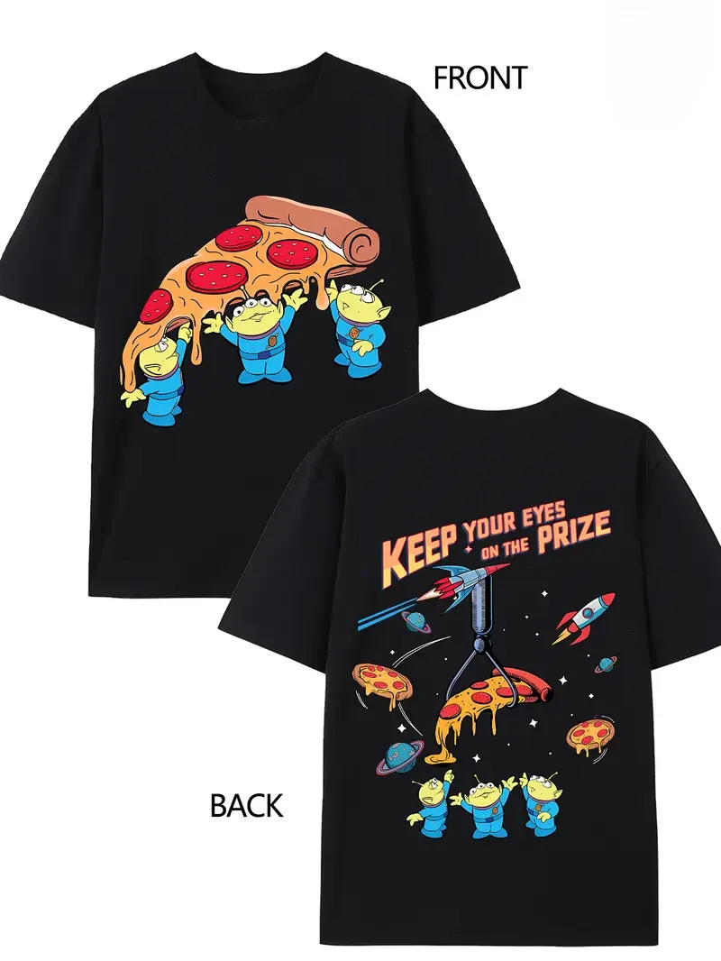 

Disney Toy Story Pizza Planet Alien Printed T-Shirt Comfortable and Breathable Men's and Women's Short Sleeves Daily Casual Wear