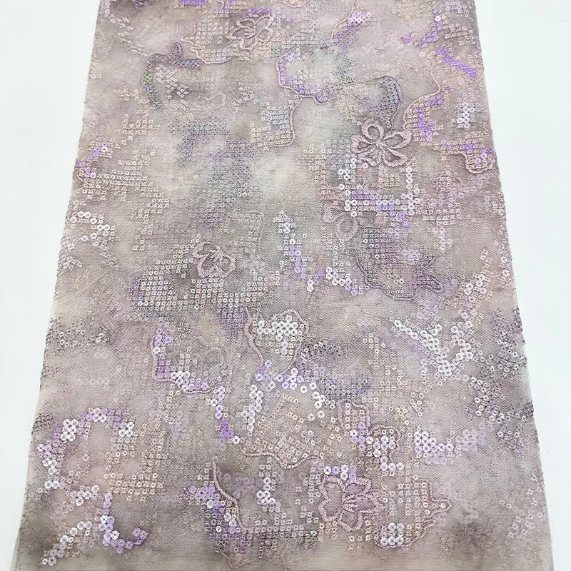 

Luxury Vintage Sequin Embroidery Mesh Fabric Elegant Floral Tulle Material Cloth for Wedding Evening Party Dresses Kids Qipao