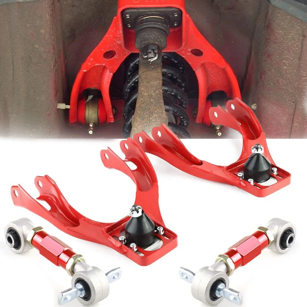 Front Rear Upper Adjustable Camber Arm Tube Kits For 92-95 Honda Civic Eg + 92-00 Adjustable Camber Kit Red Car Accessories