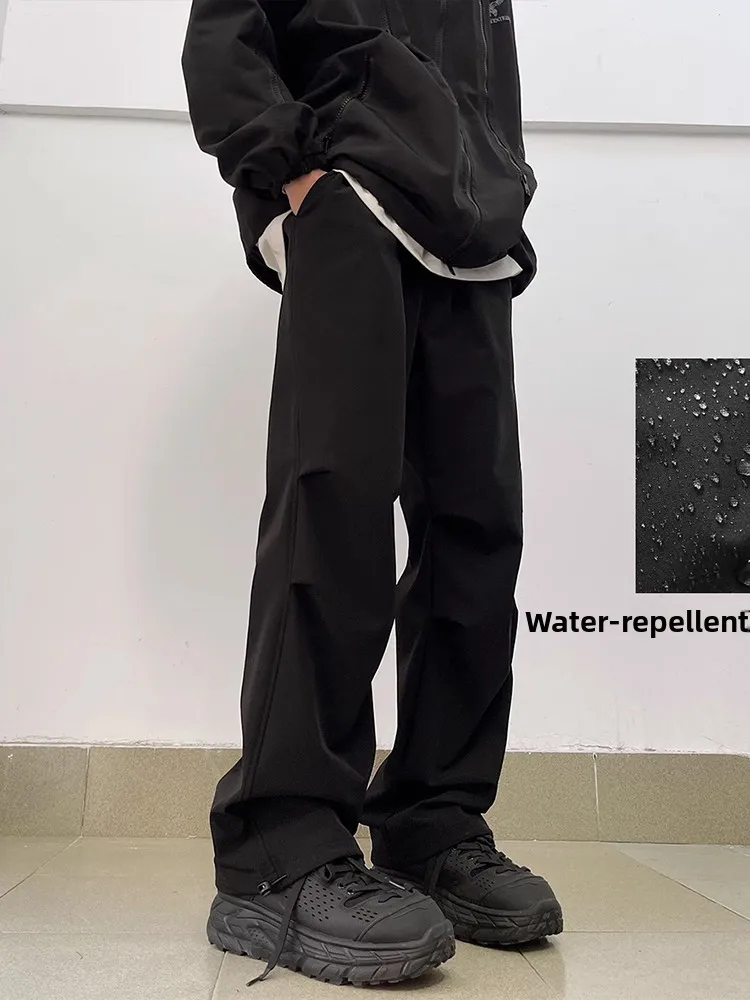 

Мужские зимние лыжные брюки на флисовой подкладке, водонепроницаемые, ветрозащитные, рабочая одежда, повседневные брюки прямого кроя, американские брюки в стиле High Street