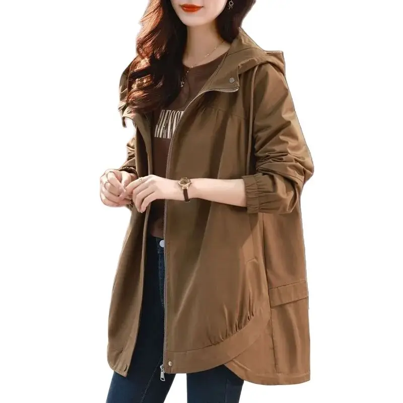 

windbreaker Women New Mid-length Coat Spring Autumn 2023 Popular This Year With European Goods in Early Spring, Loose Thin Coat