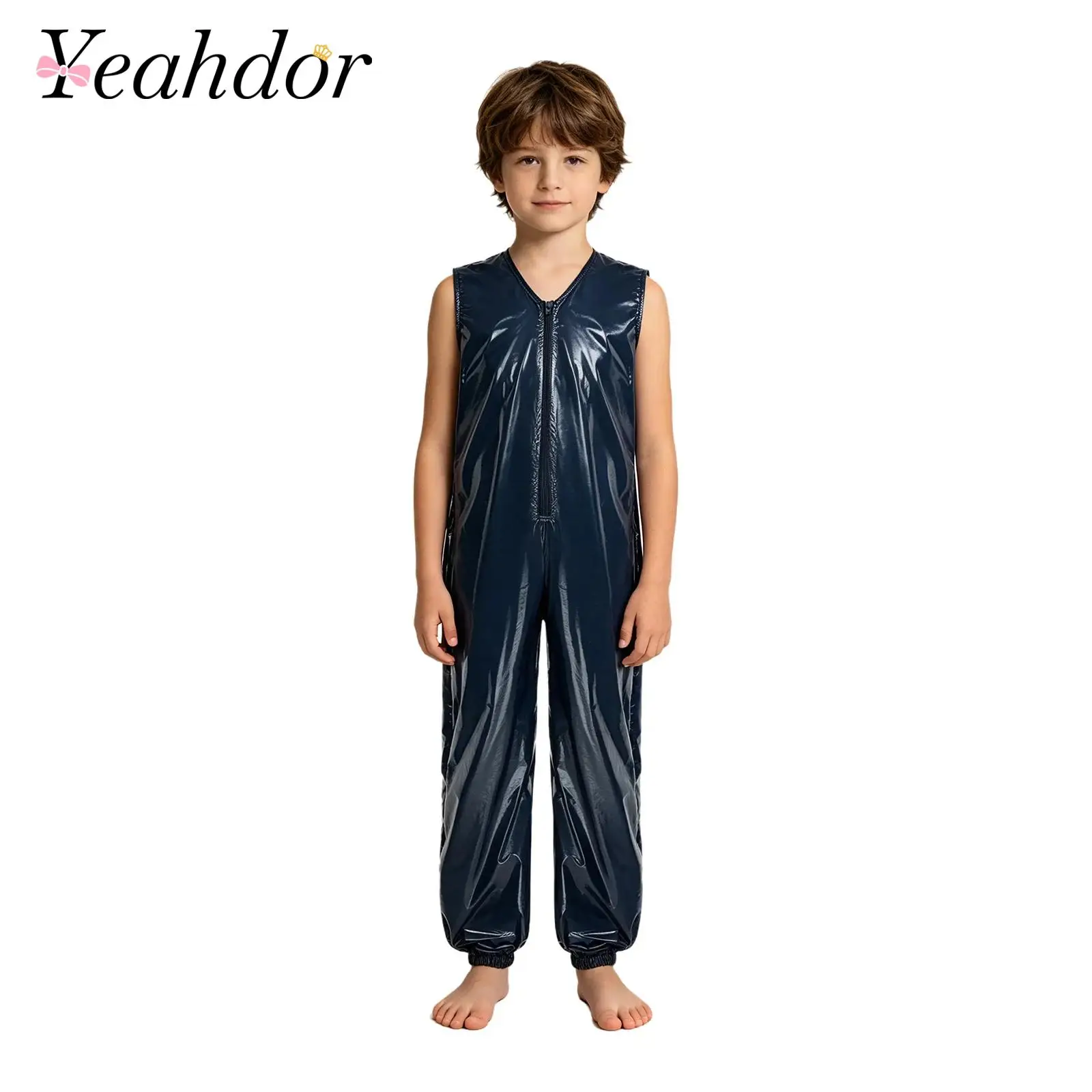 Kids Boys Girls Adaptive Jumpsuit Water Resistant Bodysuit Sleeveless Zip-up Romper Children Clothing for Outdoor Sports Cycling