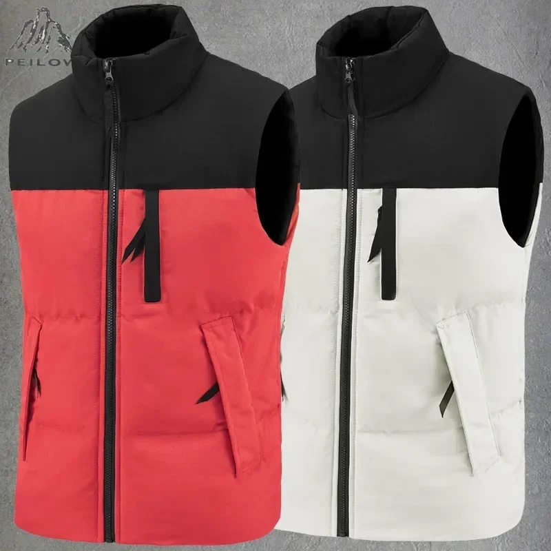 Plus Size 7XL 8XL Vest Men Warm Sleeveless Coats Winter Waterproof Jacket Autumn Stand-up Collar Casual Waistcoat Brand Clothing