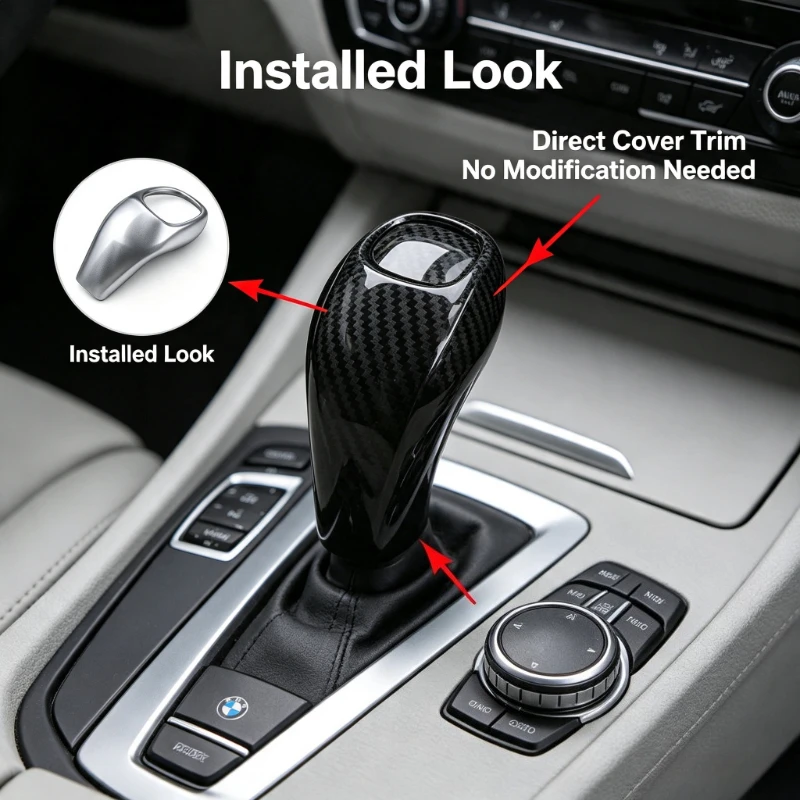 Gear Shift Knob Cover Trim for BMW X1 F48 2016 2017 -2021 2 Series F46 2015-2017 Carbon Fiber Style Car Interior Accessories