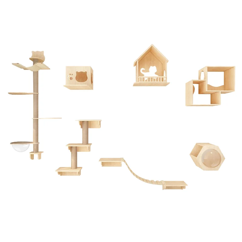 

Elegant Solid Wood Cat Climbing Condo with Sisal Cover and Snap Button Closure