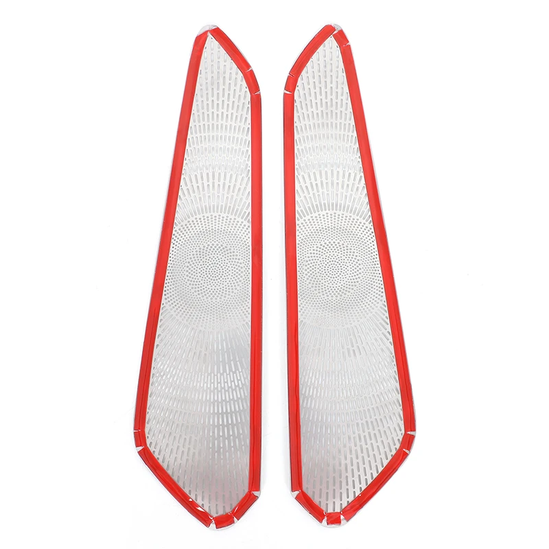 2 قطعة الفولاذ المقاوم للصدأ الفضة لبورشه ماكان 2014 + وحدة التحكم المركزية للسيارة ملصقات مصبغة الزخرفية على كلا الجانبين اكسسوارات السيارات