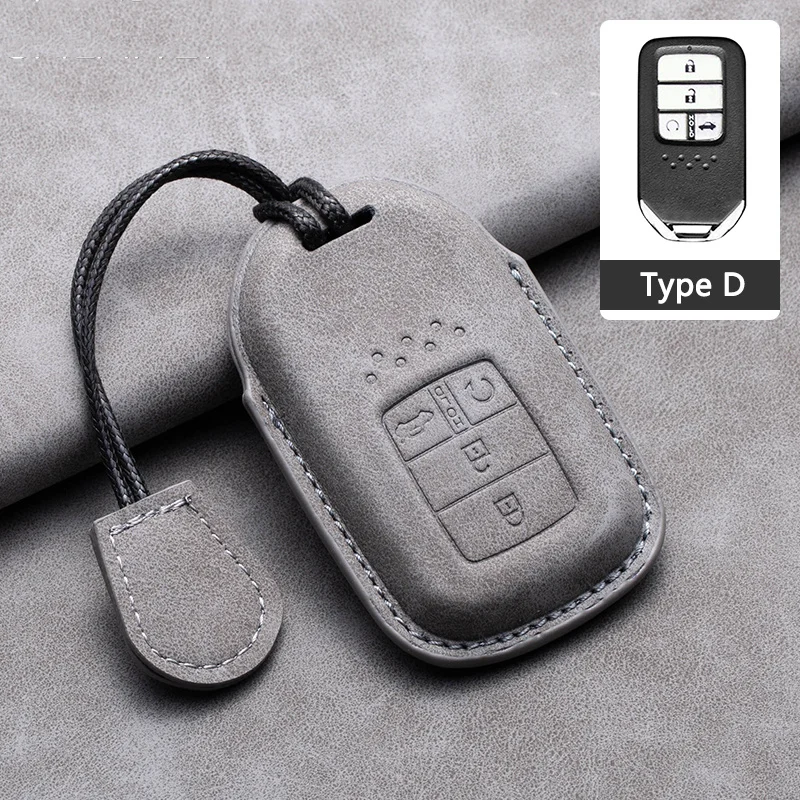Leather Car Key Case Cover Protection Shell Pendant For Honda Civic Accord CR-V XR-V Vezel HR-V Passport Pilot Fit Jazz Odyssey