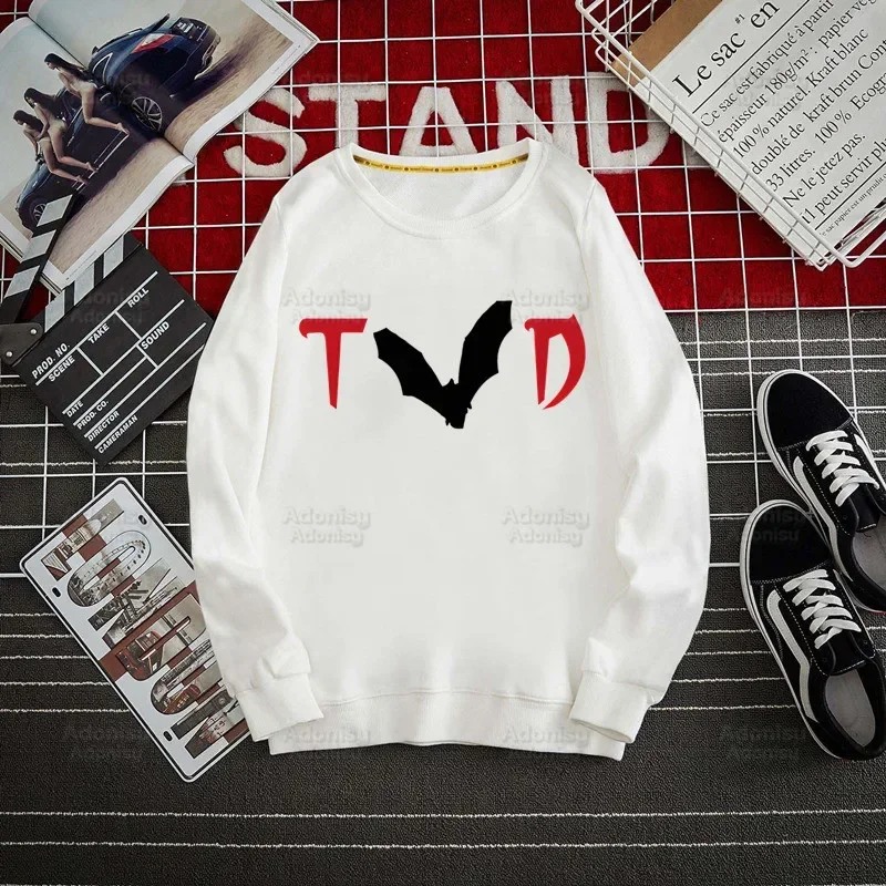 Damskie bluzy polarowe Damon Salvatore Ian Somerhalder Harajuku The Vampire Diaries Top Jesień Wiosna O Neck Pullover Hoody Womens