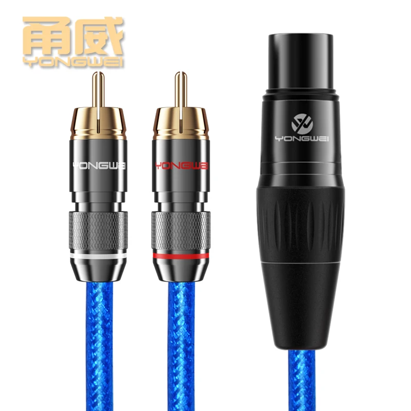 YONGWEI High end Hifi XLR to RCA Cable 6N Stereo RCA Cable For Speaker Amplifier Mixer 3Pin XLR Female to RCA Male Cable