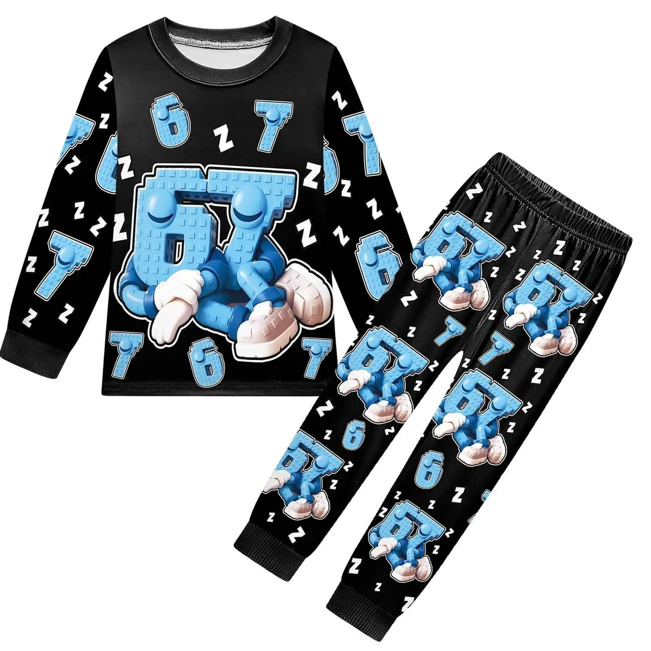 Ruba A Brainrot Ropa para niños Pijamas 67 Brain rot Camiseta Pantalones 2 piezas Seis Siete Impreso para niños Niñas Fiesta de disfraces de Navidad