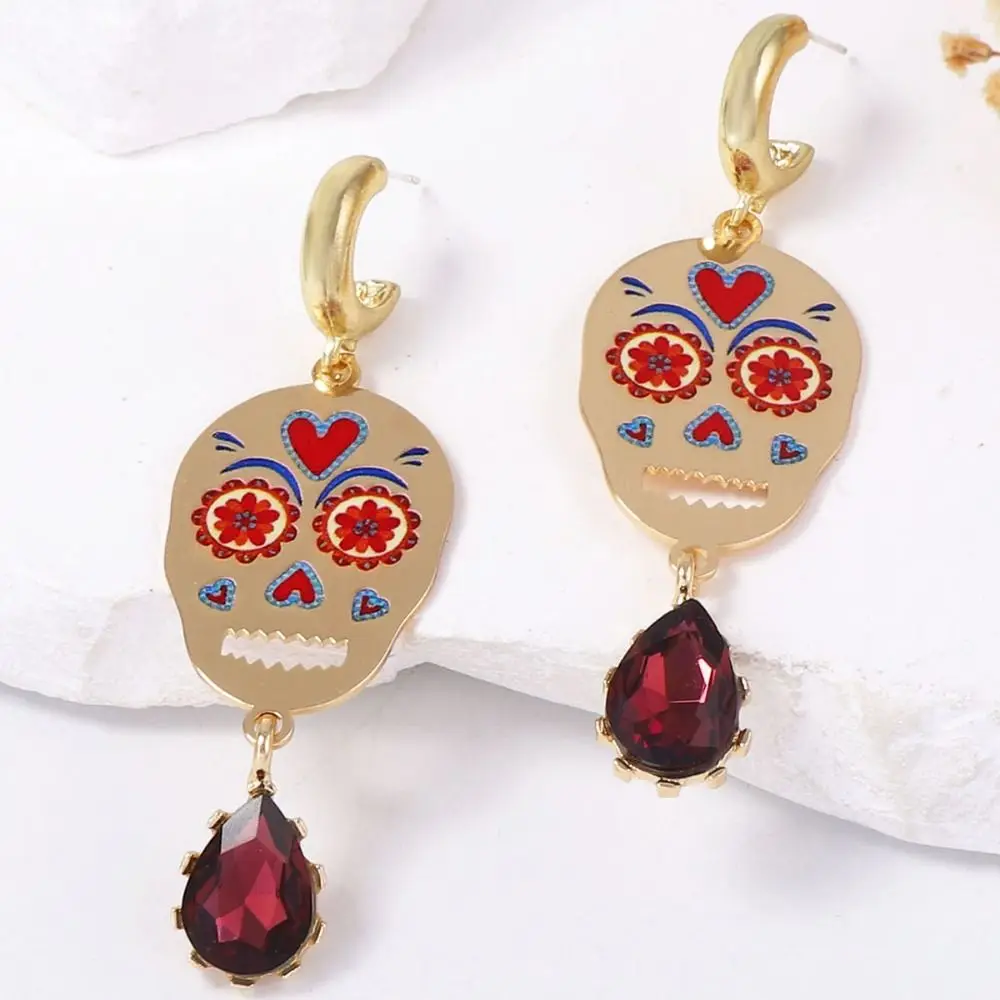 Панк-индивидуальный металлический кулон с черепом, ожерелье, литературный комплект ювелирных изделий, цепочка на ключицу, трендовые модные винтажные серьги на Хэллоуин