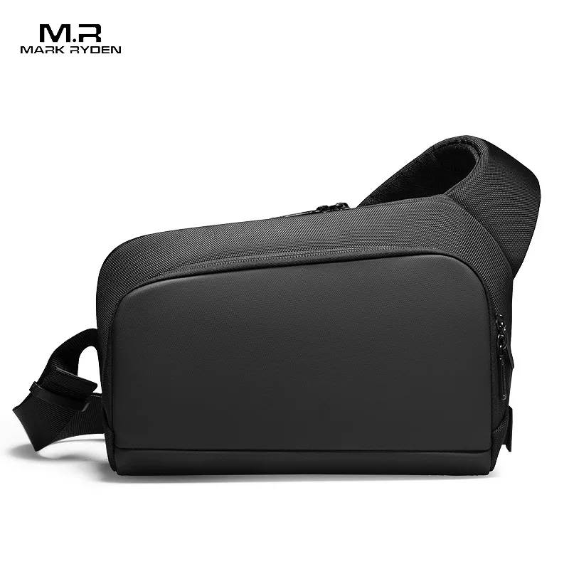 Premium Black Waterproof CrossBag Personality Fashion Men Magnetic Messenger Bag Lightweight Minimalist Sling Shoulder Bag