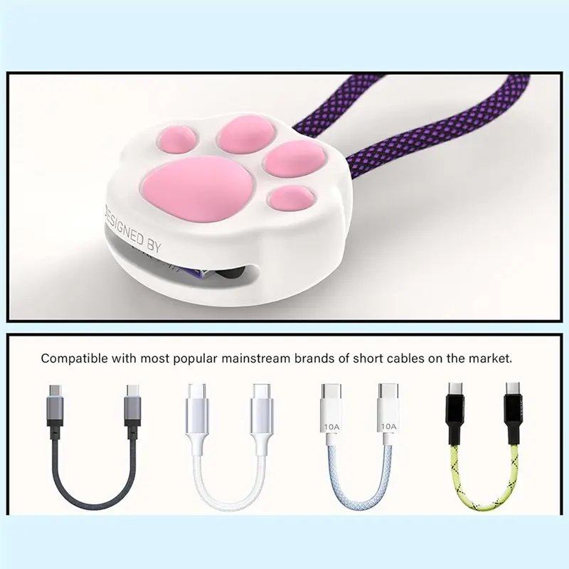 Secure Cable Management Charging Organizers Cats Paws Design For Fast Charging Devices, Portable Cord Holders