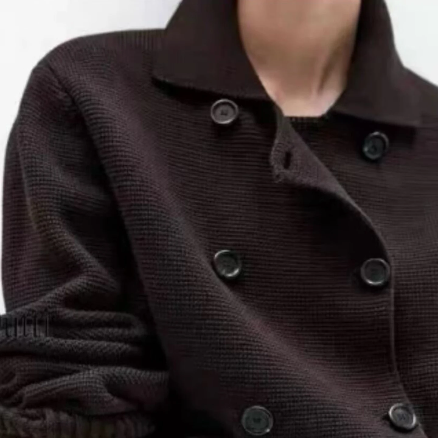 

Ele Double-Breasted Collar Open Cardigan Autumn 2025 New Women's Faion Z Casual Sle Knitted Sweater