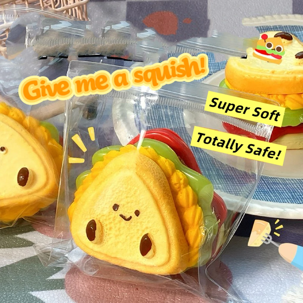 ของเล่นบีบสไลด์รูปแซนวิชเนื้อนุ่มหนาพิเศษ บรรเทาความเครียด สำหรับวัยรุ่นและผู้ใหญ่