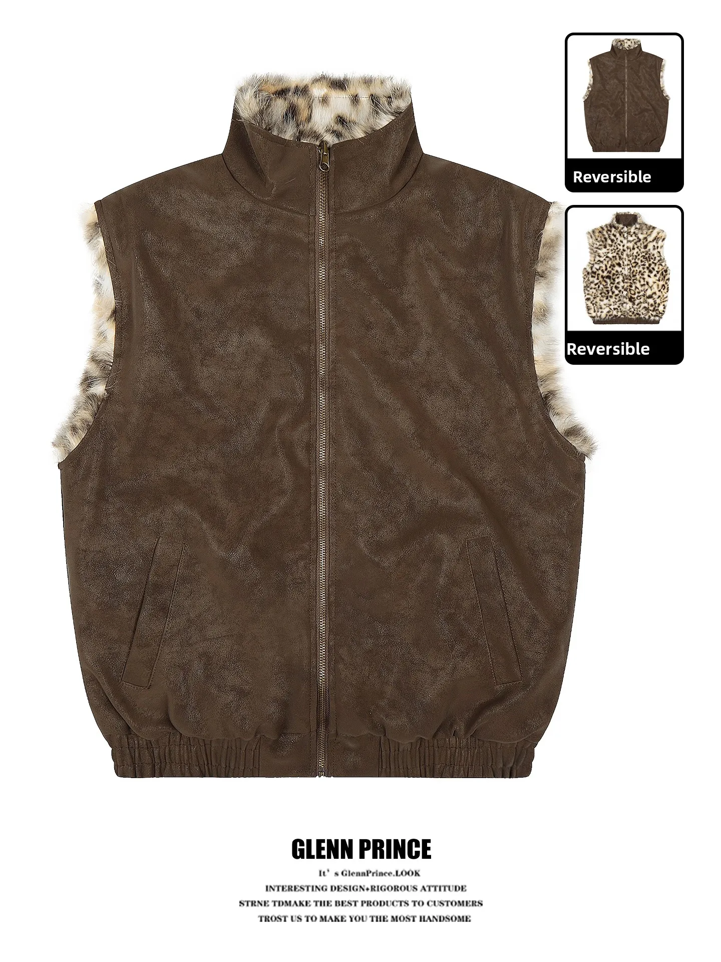 

Мужской двусторонний жилет GPstudio American Sle Street из искусственной кожи и хлопка для зимы