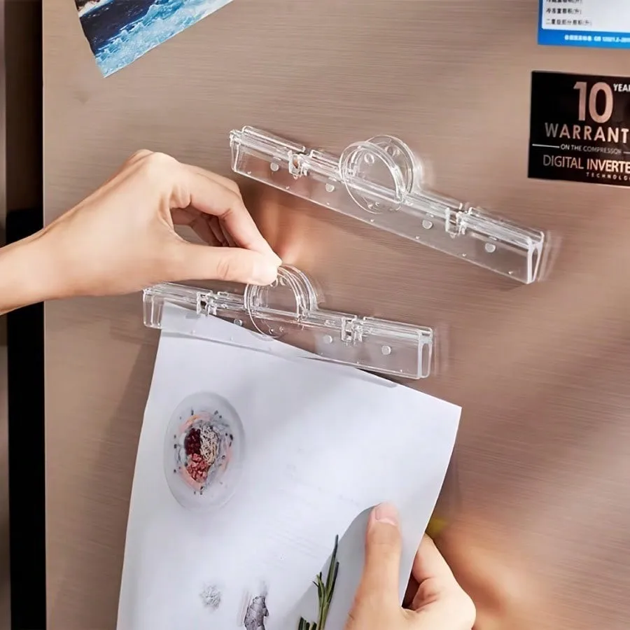 Refrigerator Magnetic A4 Paper Clip Documents Receipts With Magnetic Transparent Clips