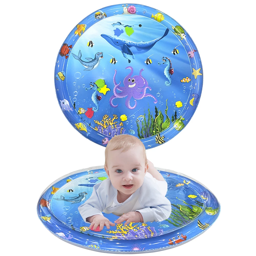 เบาะน้ำเป่าลมทรงกลมขนาด 100 ซม. ลายการ์ตูนดำน้ำในมหาสมุทร เหมาะสำหรับเป็นของเล่นเสริมพัฒนาการเด็ก ของขวัญที่สมบูรณ์แบบ