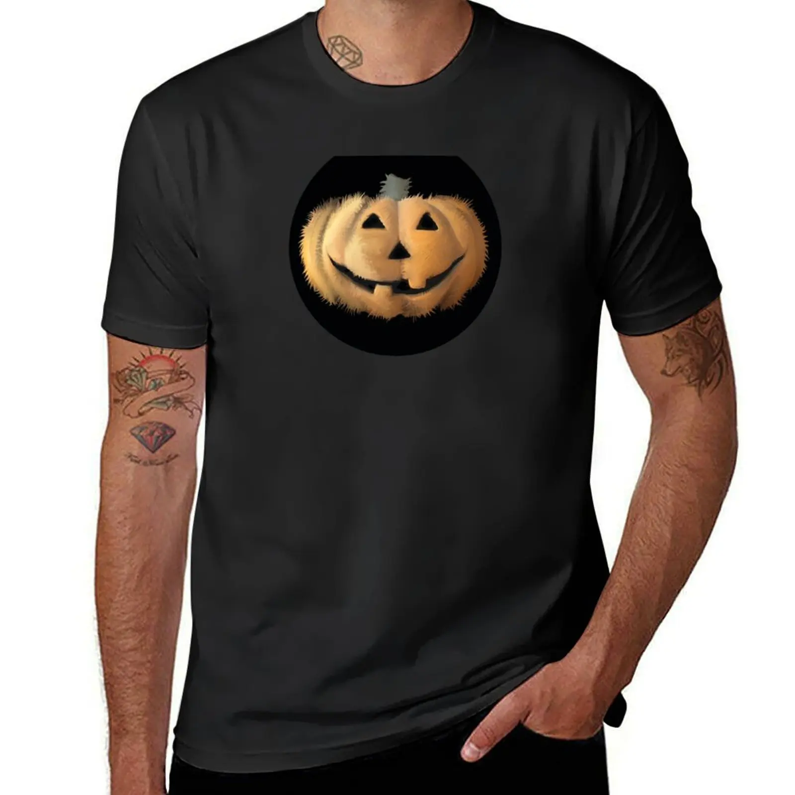 fuzzy pumpkin / halloween pumpkin/hairy pumpkin plush pumpkin /halloween / hairy T-Shirt tees funnys mens t shirt