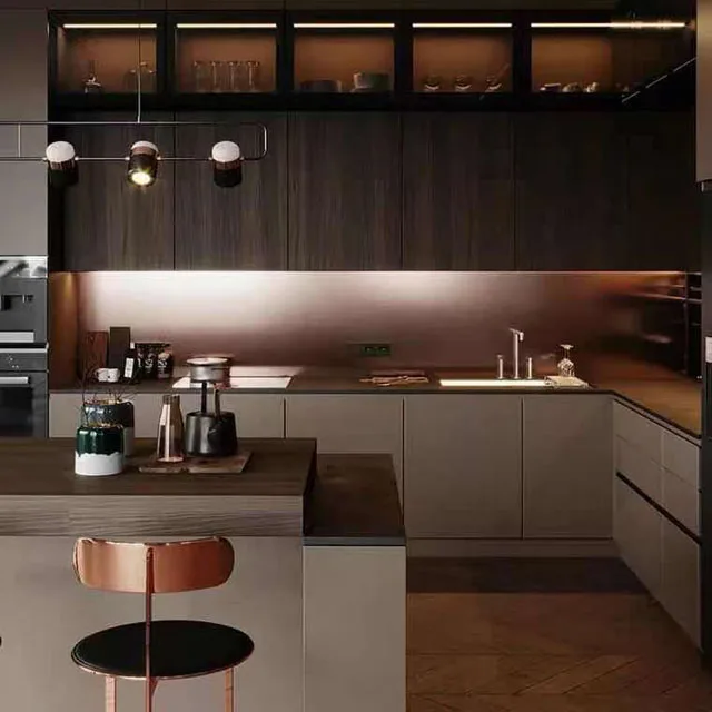 Lacquer  and Melamine Design  Modern Style Flat Door Design Make in China Customized Kitchen Cabinet