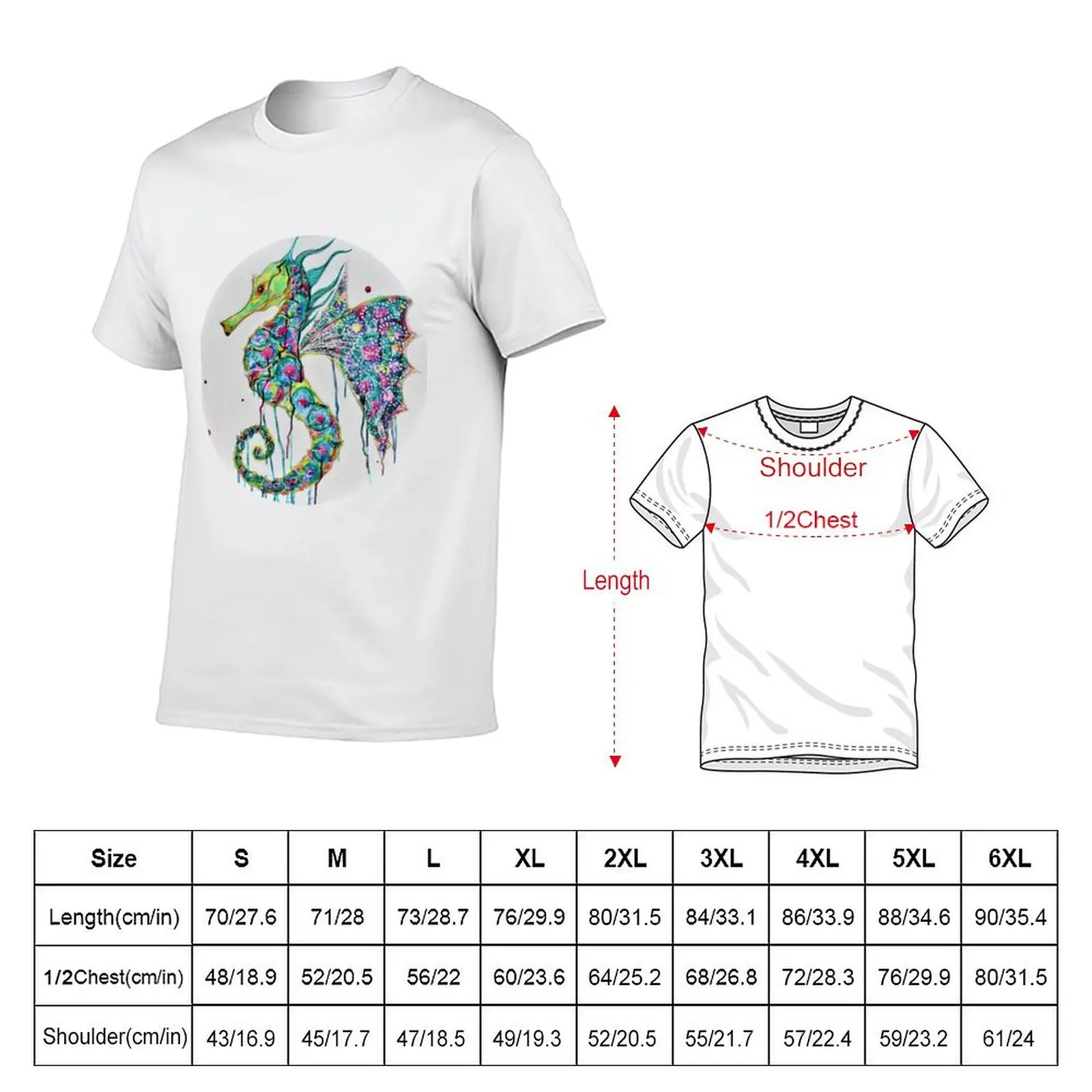 KIKKA Seahorse T-Shirt t shirt man cotton funny t shirts cotton T-Shirt
