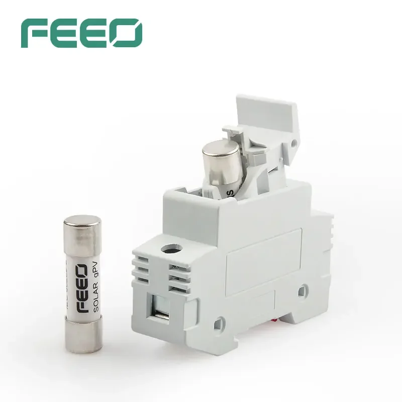 FEEO 1P  32A 40A 50A 63A 14*51mm Solar DC Fuse Holder with Fuse 1000V  for Solar System Protection High Voltage Din Photovoltaic