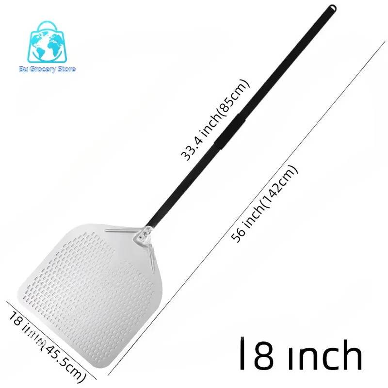 2026 18 Inch - 20 Inch square Perforated Aluminum Shovel Super Large Pizza Turning Peel With Detachable Long Handle